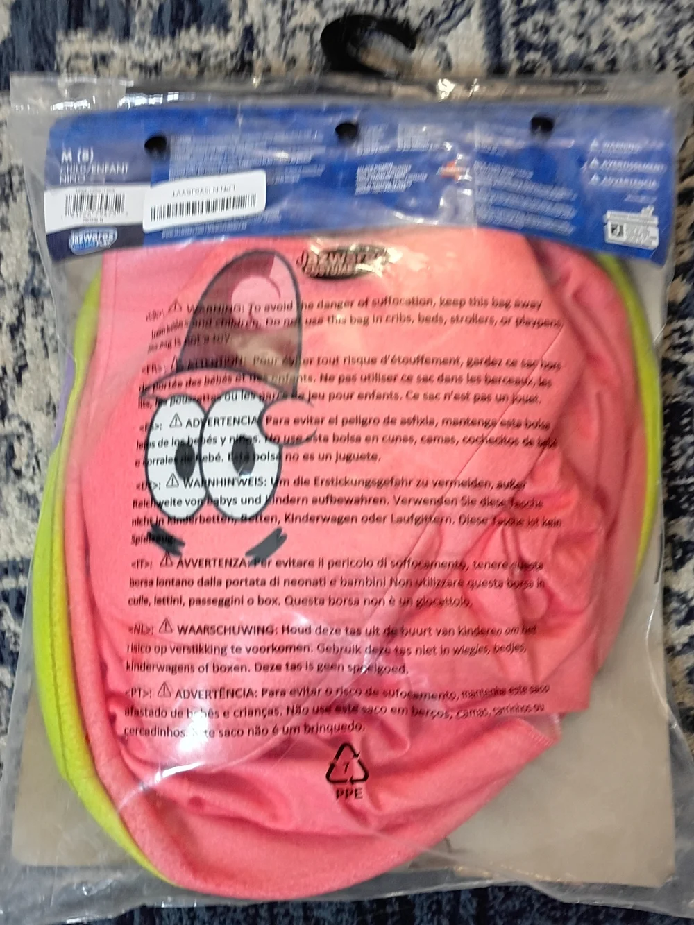 NWT Spongebob Squarepants Patrick Star One-Piece Halloween Costume - Kids Size 8